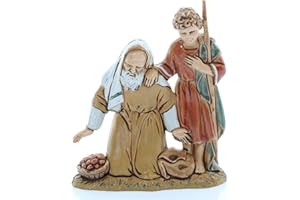 Moranduzzo Kneeling with Child for Nativity Scene of 4 Inch Scale 1:20 - Unbreakable Nativity Figures - Arabic Style, Hand-Finished Painting, Official Product, Made in Italy, Sculptor M. Landi