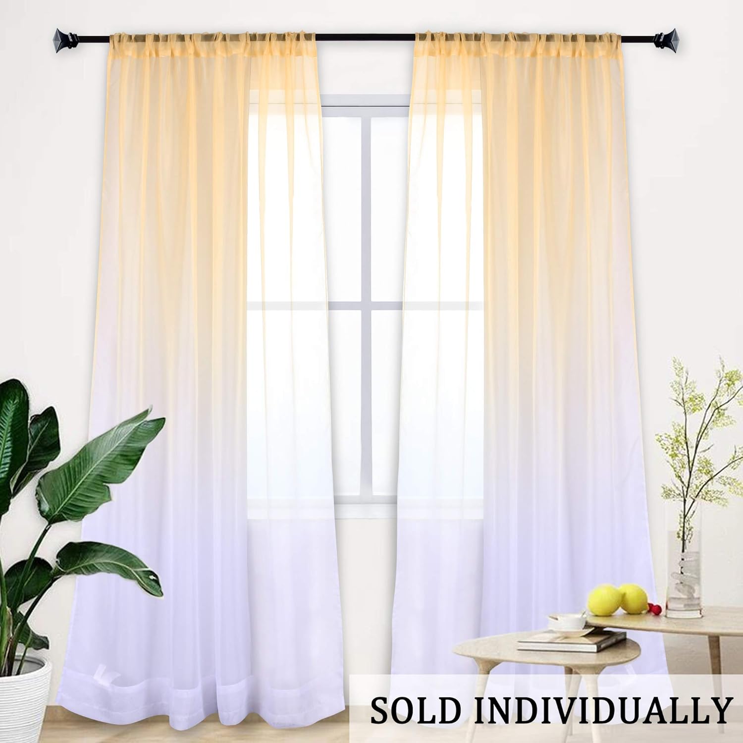 Buy Huto Ombre Sheer Curtains Gradient Semi Window Curtain For