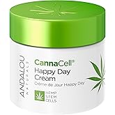 Andalou Naturals Cannacell Happy Day Cream - Hydrating Face Moisturizer with Nourishing Stem Cells - Rich in Vitamins, Plant-Based Proteins, & Omegas for Glowing Skin - 1.7 Fl Oz