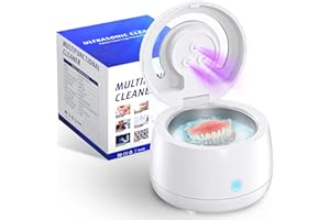 Raymall Utrasonic Retainer Cleaner, Denture Ultrasonic Cleaner Portable Aligner Sonic Dental Appliance Cleaner Jewelry Cleaning Machine for Home Travel, Sonic Dental Cleaner Ultrasonic Dental Cleaner