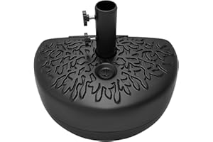 Pure Garden Half Round Umbrella Base - 34lb Fillable Freestanding Semicircle Umbrella Stand for Outdoor Use on Patios, Balconies or Decks (Black)