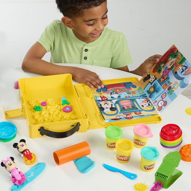 Disney Junior Knet-Bilderbuch Spielset, aufbewahren & mitnehmen, Vorschulspielzeug zum Kneten & Spielen für Kinder ab 2 Jahren
