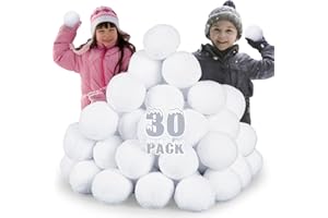JQTOYD Snowball Fight Set Indoor 30 Pack 1.96 Inch Large Size Fake Snow Fight Ball for Kids Artificial Snow Balls Kids Toys, Winter Snowball Fight Games Xmas Party Decor DIY Supplies Gifts