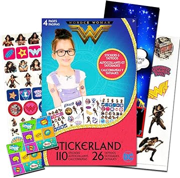 Amazon Com Wonder Woman Stickers And Tattoos Party Favors Set