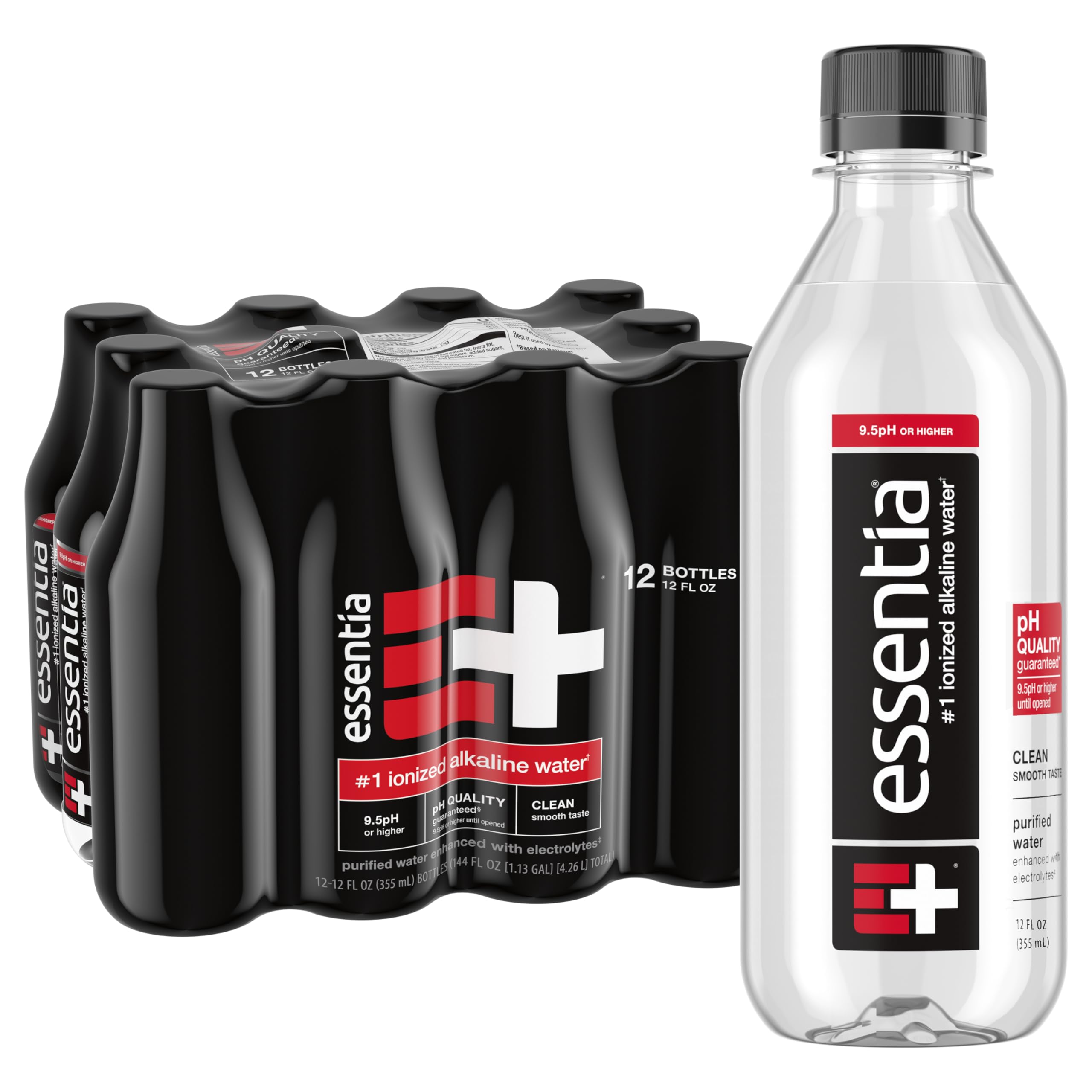 Photo 1 of Essentia Water LLC; Ionized Alkaline Bottled Water; 99.9% Pure; 9.5 pH or Higher; Consistent Quality in Every BPA and Phthalate-Free Bottle; 12 Fl Oz (Pack of 12)