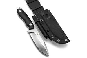 ODENWOLF AMBULO Fixed Blade Survival Knife with Kydex Sheath and Fire Starter - Bushcraft Knife Full Tang - Made of strong D2 Steel - Hunting Knife with Belt Loop and G10 Handle - Full Tang Knife