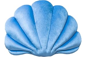 DOBUONO Shell Pillows, Seashell Pillow Aesthetic Seashell Pillow Preppy Pillow Seashell Shaped Accent Throw Pillows, Cute Pillow Decorative Beachy Room Decor Shell Pillow for Couch (Blue, 13x10)