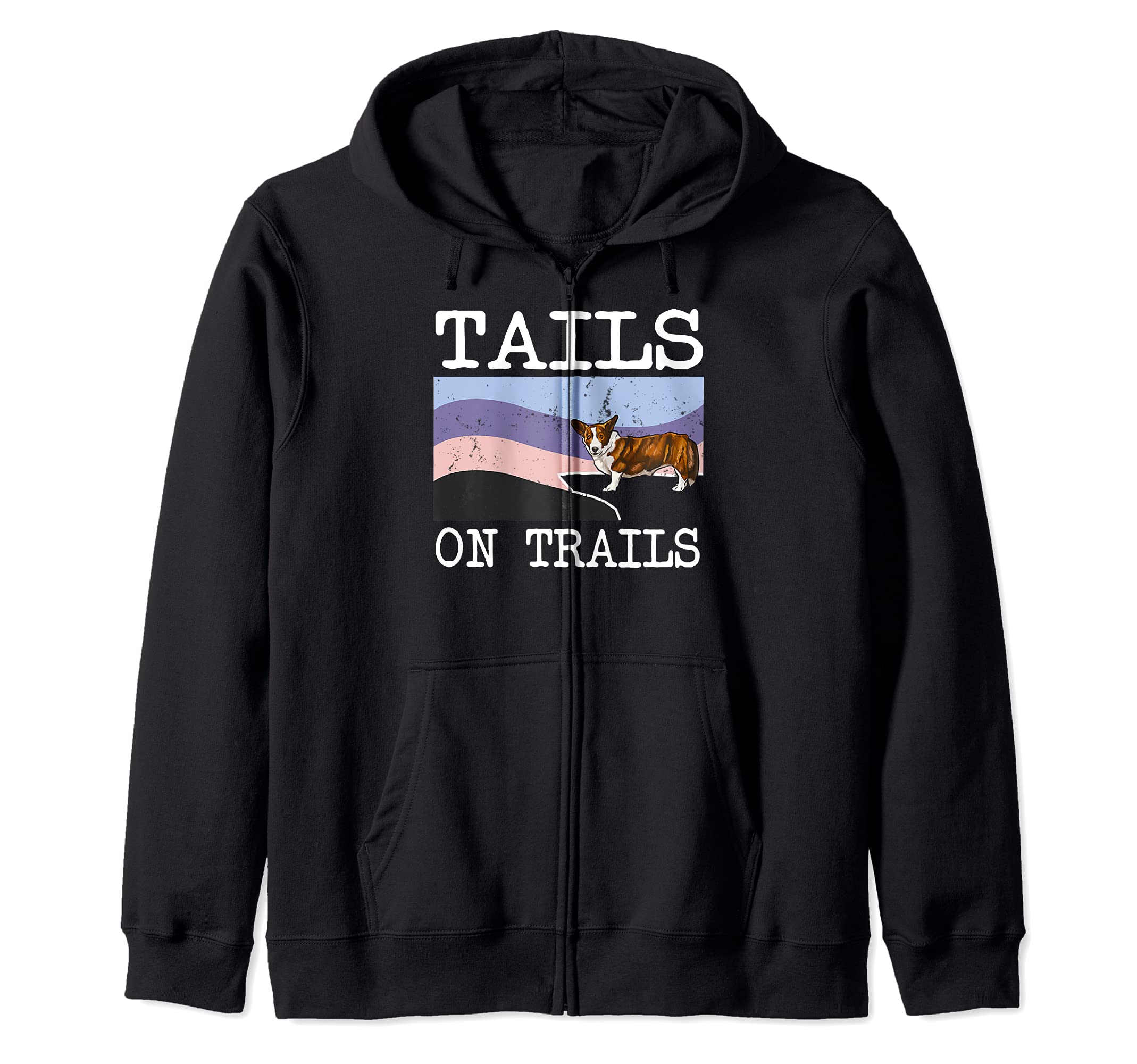 Cardigan Welsh Corgi Tails On Trails Funny Dog Hiking Zip Hoodie
