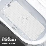 KEPLIN Premium Non-Slip Bath Mat 200 Suction Cups 40x100cm White view 2