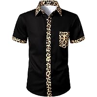 Amazon.com: Verdusa Men's Leopard Print Button Down Shirt Short