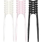 18Pcs Hair Bows with Tassel, 3.74Inch Bow Hair Clips Silky Satin Bowknot Clips with Long Tail for Women Halloween Rave Christmas Wedding Prom Accessories (Beige, Black, Pink)