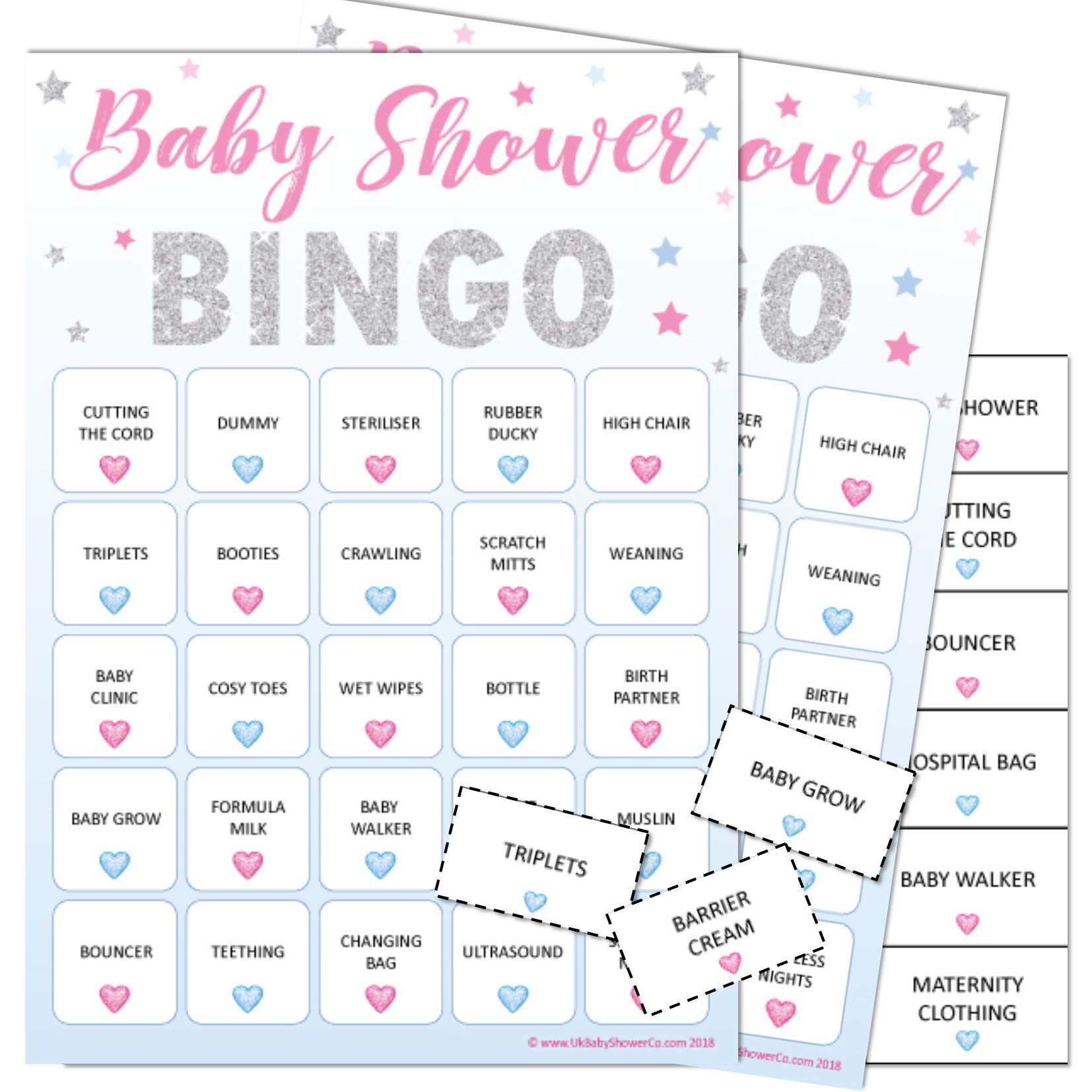 Baby Bingo - Baby Shower Party Game for up to 20 Players (UNISEX STARS)