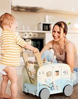 RO Burd ROBUD Wooden Baby Walker Vacation Bus with Activity Center view 2