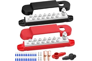 Aienxn 150A 12V Bus Bar Marine 1/4" Power Distribution Block, Battery Busbar, Automotive Busbar Terminal Block for Car and Bo