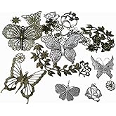 Kinteshun Butterfly Flower Leaf Charm Pendant for DIY Jewelry Making Accessaries(29pcs,Silver&Bronze Tones)