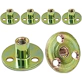 Hordion 24Pcs 5/16"-18 Carbon Steel T Nuts, Round Base Plate Nut, Furniture Hardware Flange Insert Female Thread