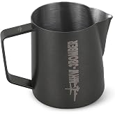 MHW-3BOMBER 20oz Milk Frothing Pitcher, World Champion Endorsed Espresso Steaming Pitcher with Crocodile-Shaped Precision Spout, Stainless Steel Latte Art Milk Jug for Baristas, 5.0 Black P5033B