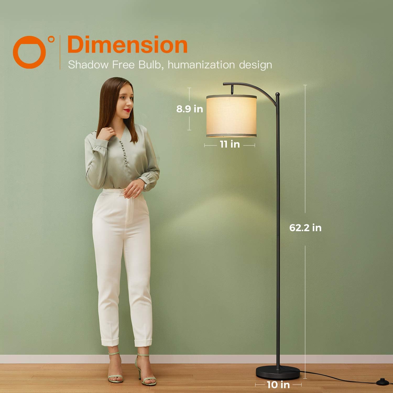 Addlon Floor Lamp for Living Room with Lamp Shade and 9W LED Bulb - Modern Standing Lamp - Floor Lamps for Bedrooms-Black: Home Improvement