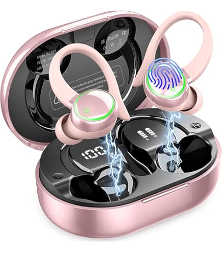 Wireless Sports Earbuds With Earhooks - Bluetooth 5.4, 75Hrs Playtime, IP7 Waterproof