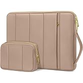 MOSISO 13-14 inch Laptop Case, 13.3 inch Puffy Laptop Sleeve Compatible with MacBook Air 13 13.6 M3 M2 M1/Pro 13/14, HP, Dell, ASUS, Lenovo, Rectangle Vertical Bag with Small Case&Side Handle, Brown