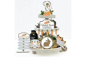 12 PCS Easter Tiered Tray Decor (Tray Not Included), Mini Wooden Banner Tiered Tray Decor Bundle 12 PCS Home Table Decoration