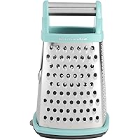 KitchenAid Gourmet 4-Sided Stainless Steel Box Grater with Detachable Storage Container, Small, Aqua