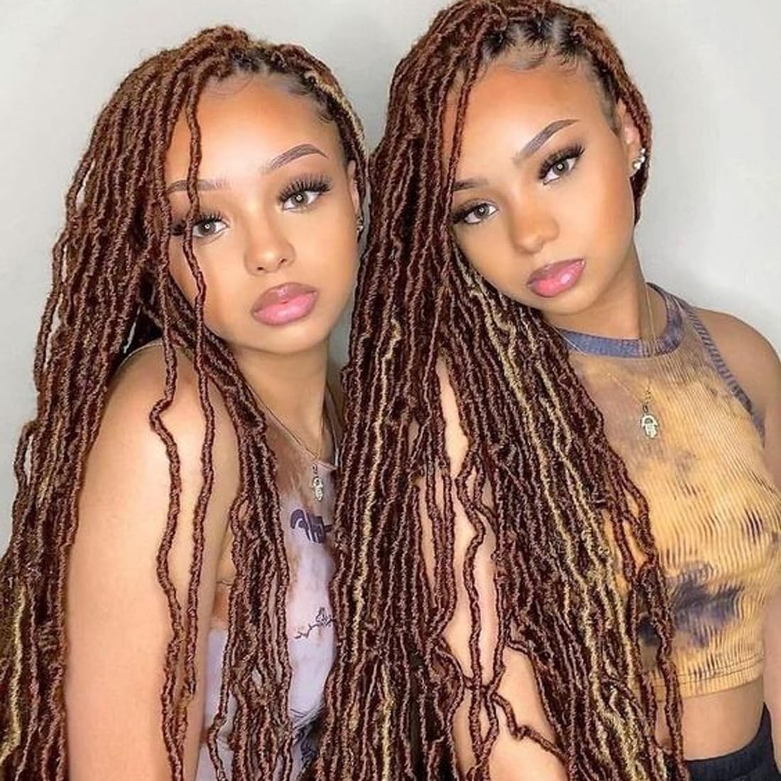 Xtrend 7Packs Nu Soft Locs Crochet Hair 24 Inch Dark Brown Natural Goddess Distressed Faux Locs Soft Locs Wavy Dreadlock Crochet Braids Hair Extensions 12strands/pack for Black Women 30#