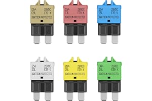 LENKRAD Automotive Resettable Fuse 5A 10A 15A 20A 25A 30A ATC ATO Manual Reset Fuse Assortment for Car Manual-Reset Circuit Breaker for Boat Truck SUV 28VDC Standard Blade Fuses Assortment Kit