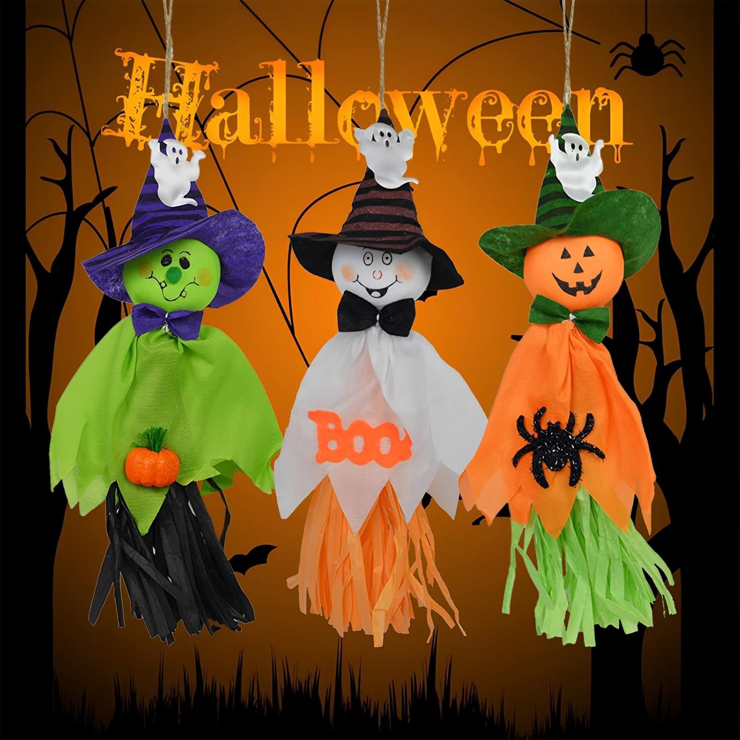 Decorative Garden Stakes - Halloween Decoration, 3Pcs Straw Ghost Doll Outdoor and Indoor Decorations for Halloween Party Porch Yard Decorations