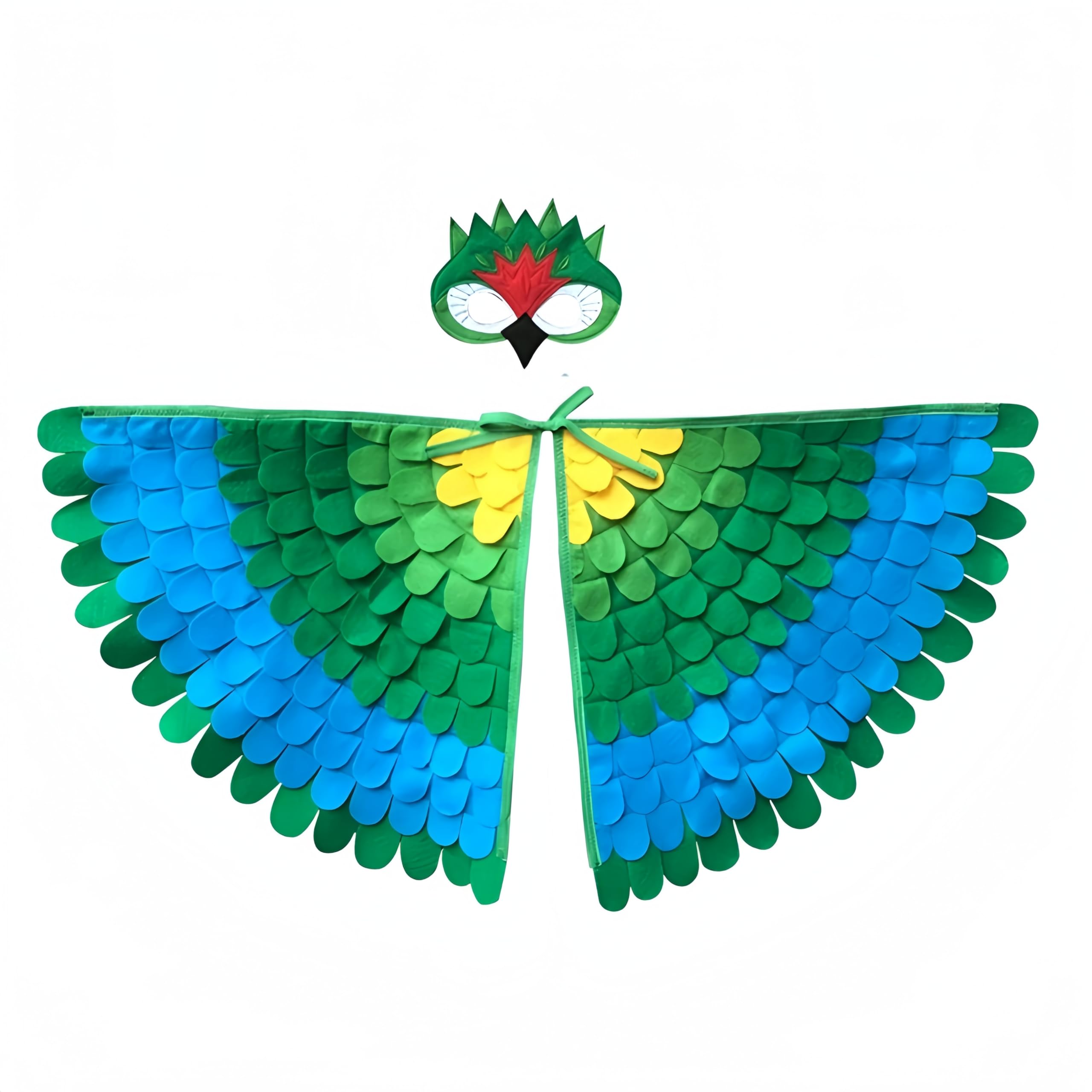 Proumhang Kids Bird Wings Costume For Age 3~8 Years,Bird Owl And Peacock Masque Owl Dress Up,Boys Girls Felt Eye Masque And Wings Set,Halloween Colorful Fancy Dress,Style 5