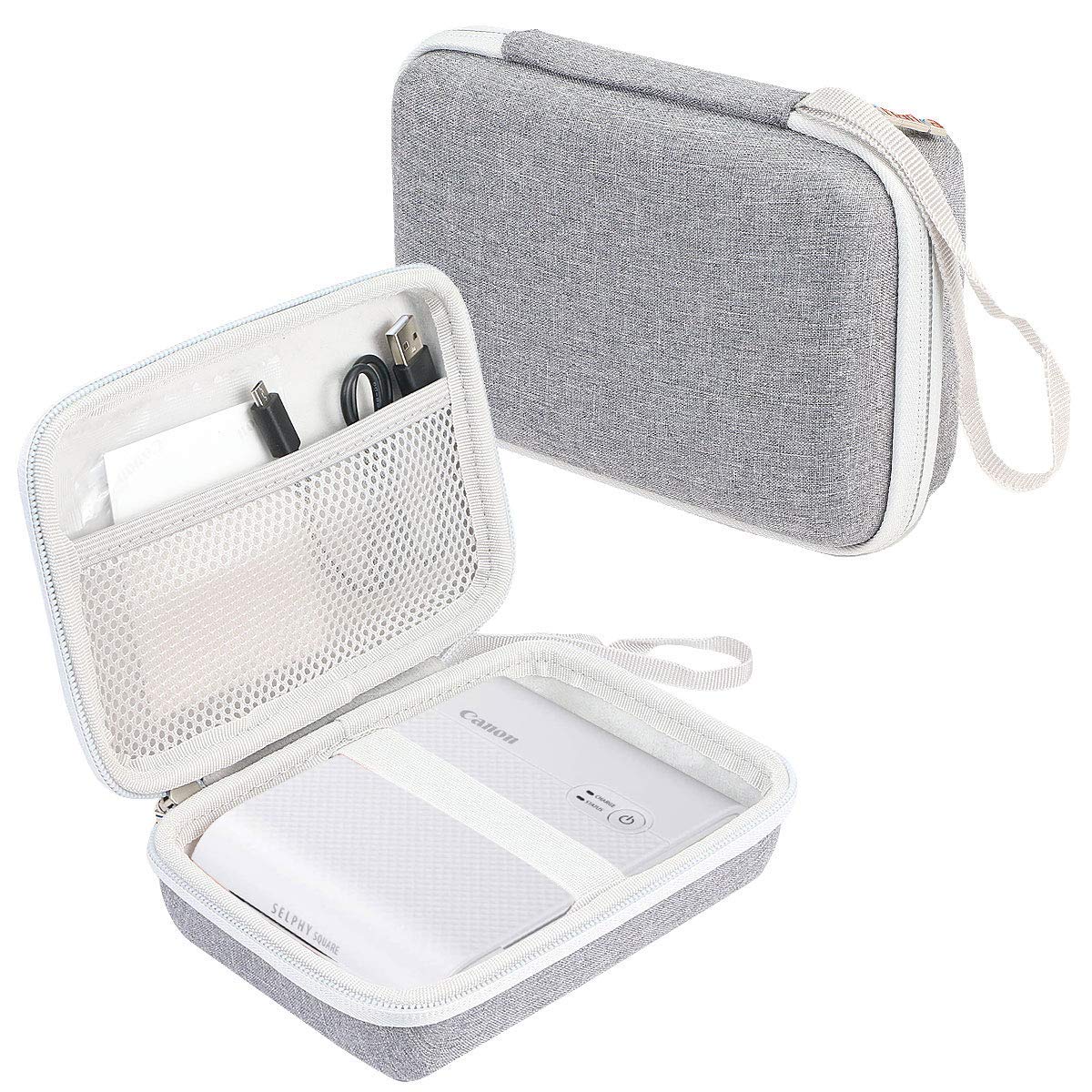 Khanka Hard Case for Canon SELPHY Square QX10 Portable Printer and Canon XS-20L 2.7" x 2.7" Square Photo Paper.(Gray/White)