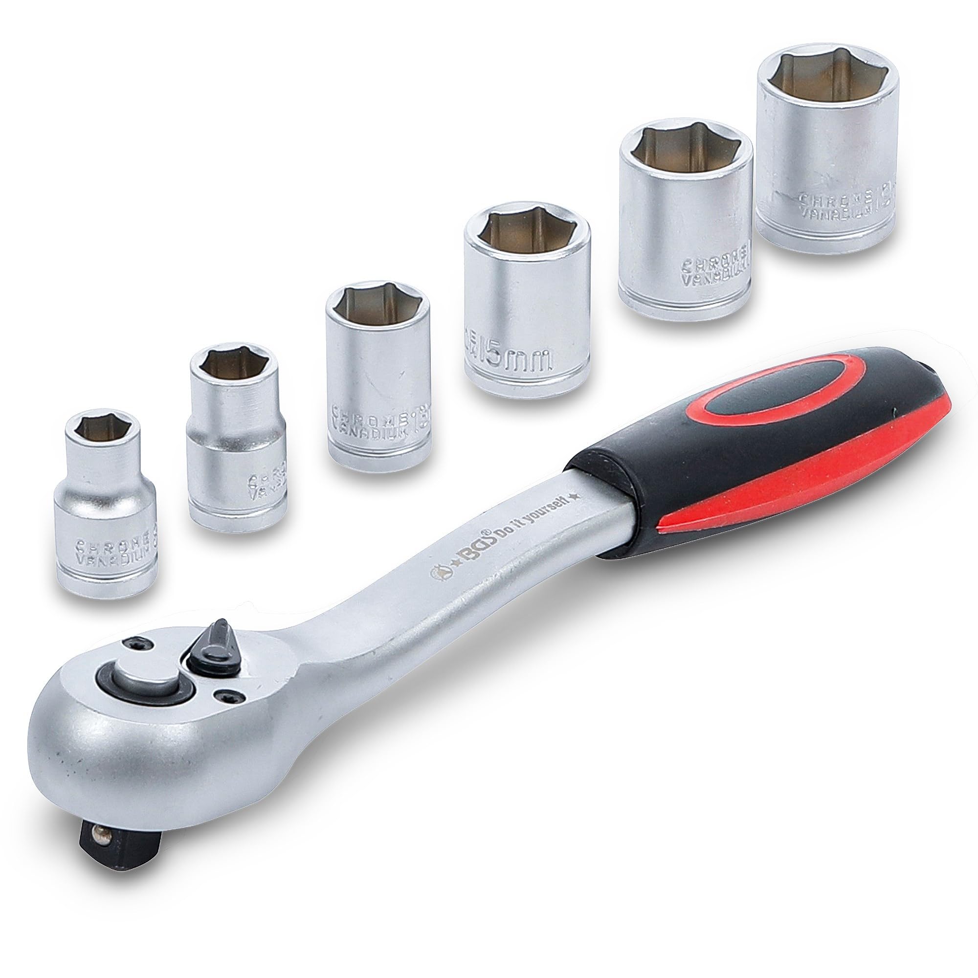BGS Do it yourself Socket Set, 15112, 10 mm (3/8") Drive, 8-19 mm, 7 pcs, Chrome Vanadium Steel