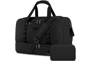 ETRONIK Travel Bag for Men Women, Duffle Bag & Gym Bag with Shoe Compartment, Weekender Overnight Bag with Toiletry Bag, Carry on Bags for Airplane for Travel, Trip, Gym, Yoga, Black