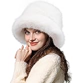 Peicees Faux Fur Hats for Women Winter Furry Bucket Hat Fuzzy Russian Ushanka for Ladies Warm Cute