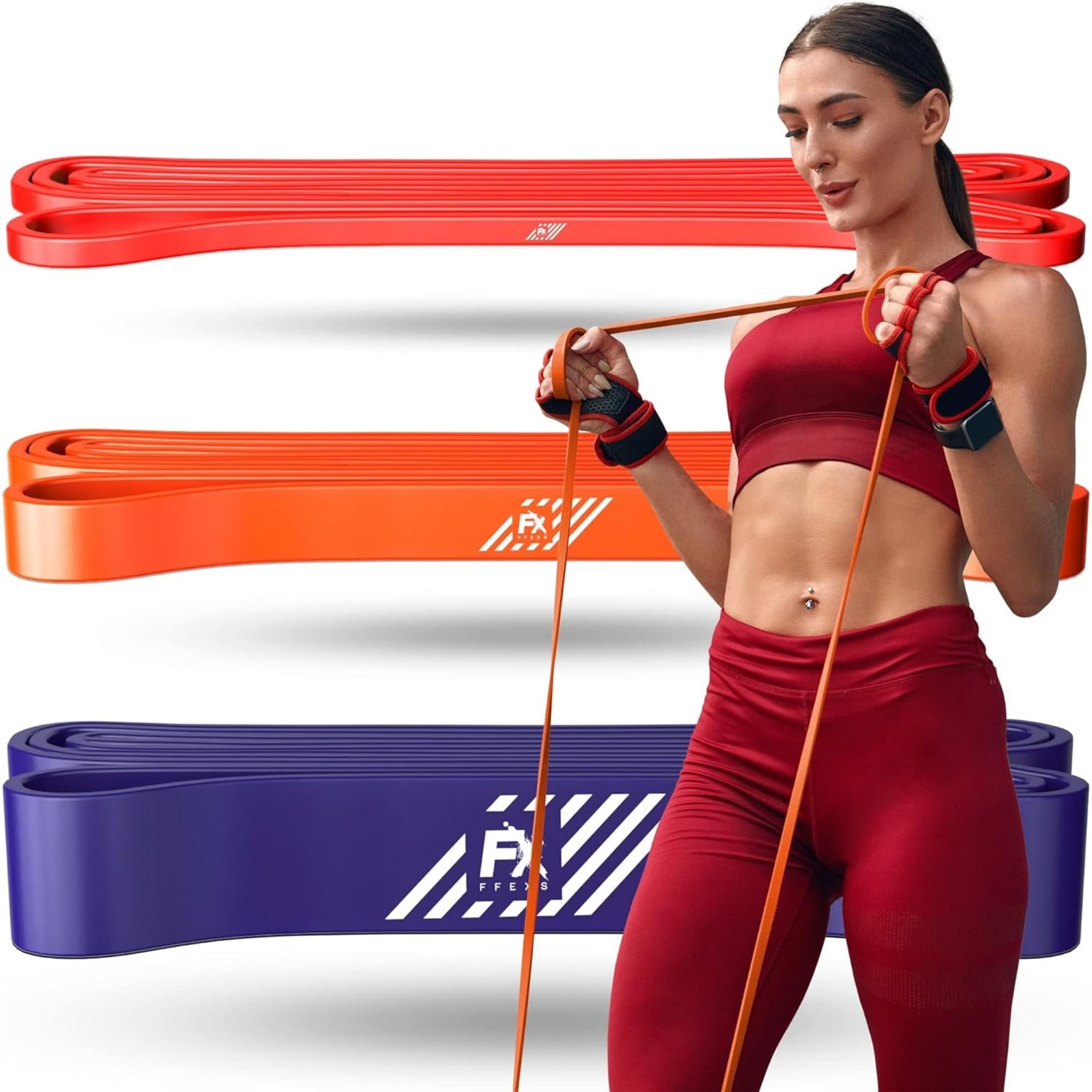 FX FFEXS Resistance Bands Set Men - Exercise Bands Durable Latex - Pull Up Bands Gym - Stretch Bands for Exercise - Workout Bands Fitness - Elastic Bands Gym - Men & Women - All Strength Levels