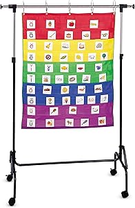 Learning Resources Adjustable Chart Stand, 35"W x 50"H and adjusts up to 74"W x 80"H