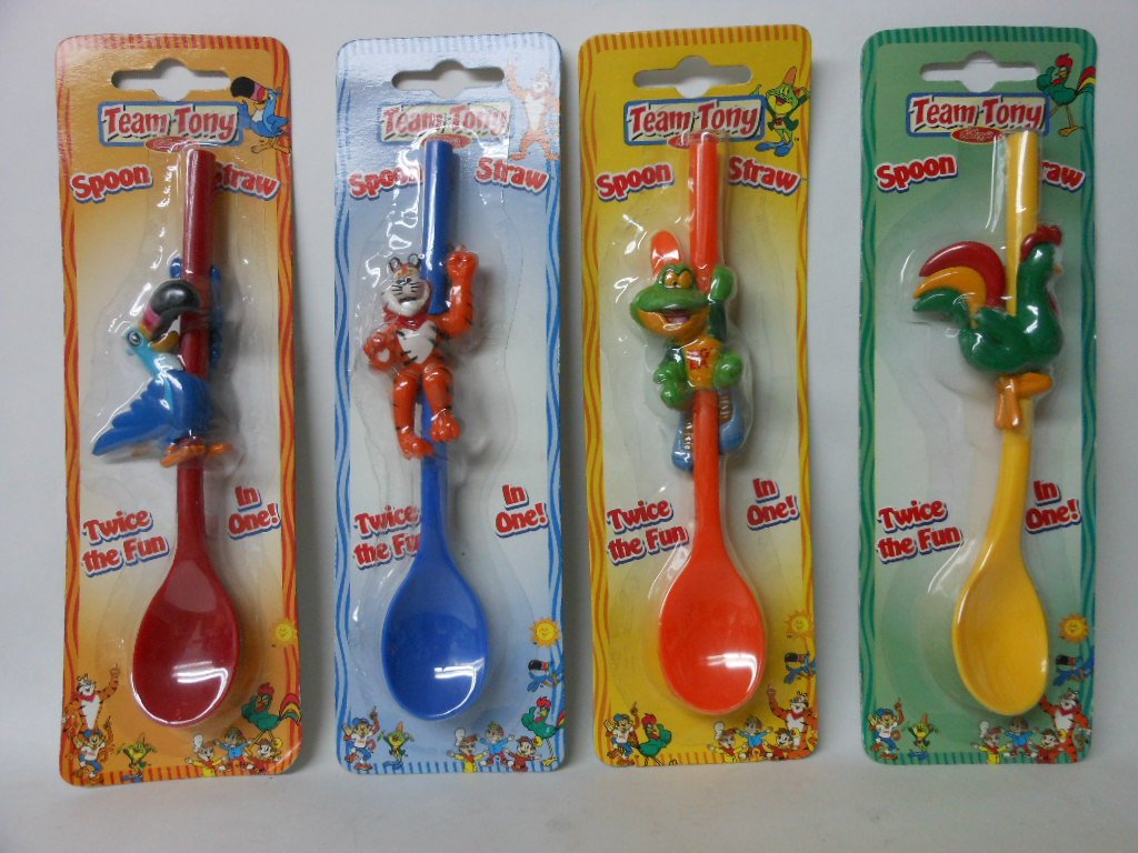 Kelloggs Team Tony the Tiger Spoon Straws with Toucan Sam, Dig Em Frog