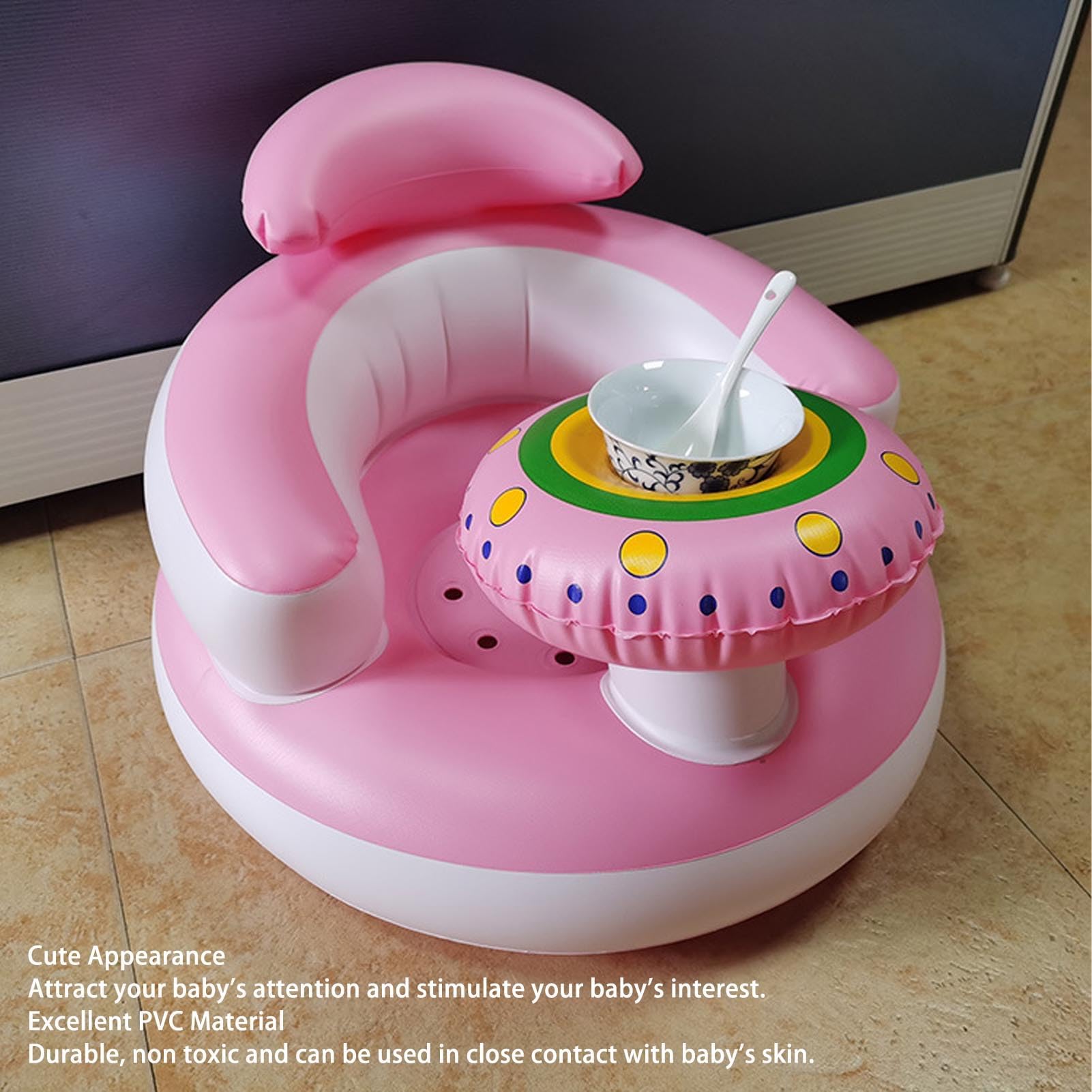 Inflatable Baby Chair for Babies 3 Months and Up, Baby Support Seat Summer Toddler Chair for Sitting Up, Built in Air Pump Baby Floor Seat