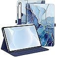 Fintie Case for Samsung Galaxy Tab S10 FE/ S9 FE 5G 10.9 Inch/Tab S9 11 Inch, Multi-Angle Viewing Protective Cover with Pocket, Auto Sleep/Wake, Ocean Marble
