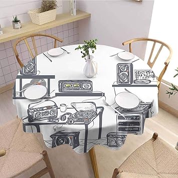 Amazon Com Vicwowone Modern Round Tablecloth Multicolor Recording
