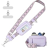 Tiostep Clip and Go Strap for Phone with Wallet Crossbody Phone Lanyard with Anti-Theft Zipper Pouch Detachable Quilted Wrist Wallet with RFID and ID Window for Daily Travel.