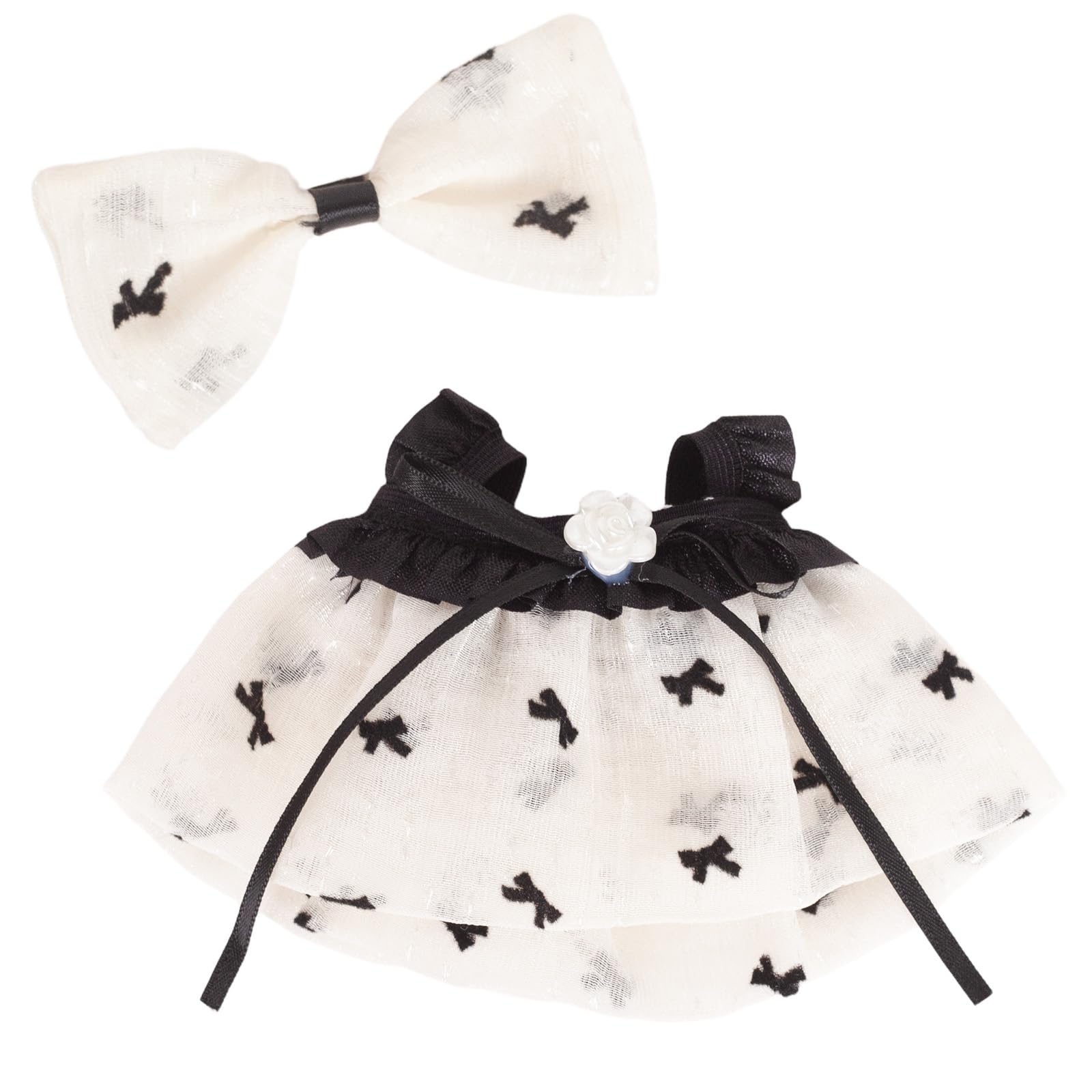 Handcrafted Doll Clothing Set for 15-17cm Dolls, Cute Heart Dress & Bow Clip, Premium Fashion Accessories, Ideal for Display or Styling