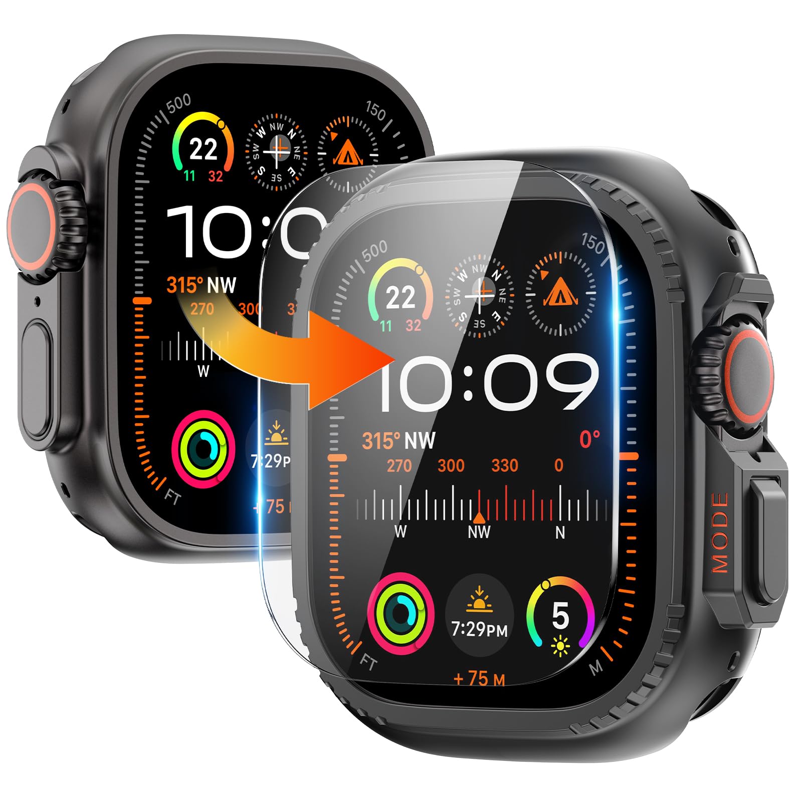 Photo 1 of Goton Metal Case for Apple Watch Ultra 3/2/1 49mm Screen Protector, Rugged Bumper Tempered Glass with Back Cover Compatible with 2025 Ultra3