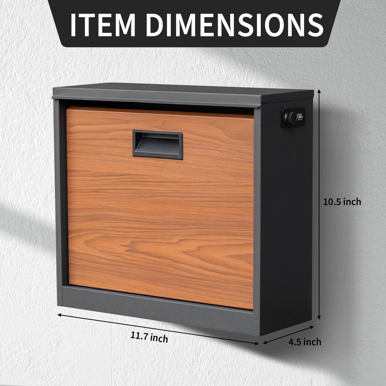 Condition photo showing New/Like New for wall mount mailbox for house outside, large capacity mailboxes, outside package delivery box for home, office, school to collect package and mail, small
