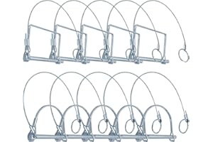 DLBEEM 10 Pack Trailer Coupler Pin 1/4 Inch Diameter x 2-3/4-Inch Safety Coupler Pins with Extended Cord and Quick Release Ring, Wire Shaft Locking Pin for Farm Trailers Wagons Towing