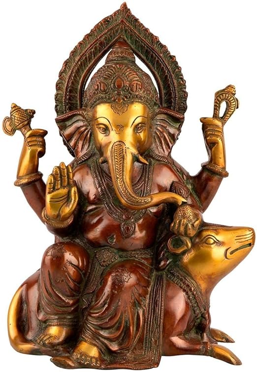 12" Ganesh Statue Hindu God Ganesha Brass Sculpture Ganpati