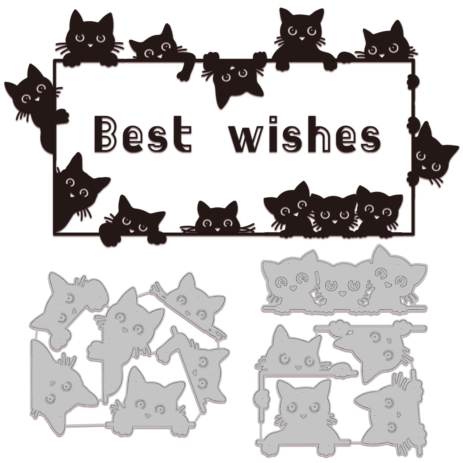 GLOBLELAND Cats Cutting Dies Metal Cats Head Die Cuts Embossing Stencils Template for Paper Card Making Decoration DIY Scrapbooking Album Craft Decor