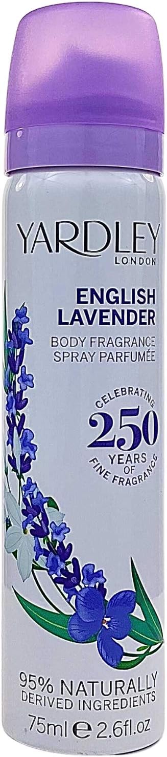 Yardley London English Lavender Body Spray, 75ml, Pack of 1, 100 ml (Pack of 1)