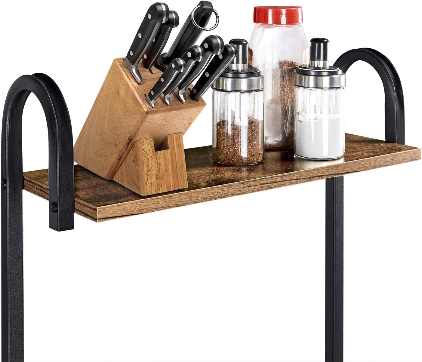 Yaheetech 35.5 inch Industrial Kitchen Baker's Rack, 4-Tier Microwave Oven Stand Workstation Organizer Shelf with Metal Frame, Utility Storage Shelf for Spices with 10 S-Hooks: Kitchen & Dining