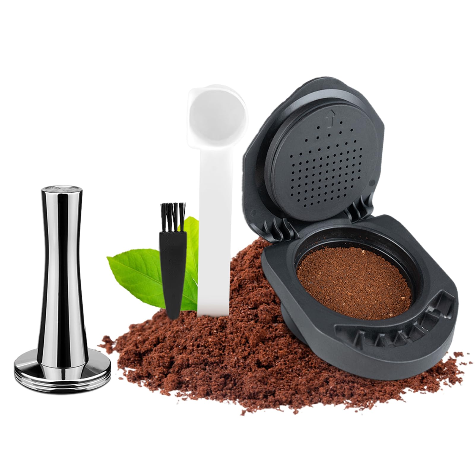 FOVNOT Reusable Capsule Adapter for Dolce Gusto, Coffee Capsule Converter Adapter Refillable Coffee Capsule Adapter with 41mm Tamper Compatible with Piccolo XS/EDG 305/EDG 606.S/Genio S